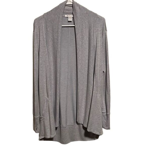ATHLETA- Pranayama Wrap Cardigan Heather Blue Thumbholes Long Sleeved Small TALL - Picture 13 of 14